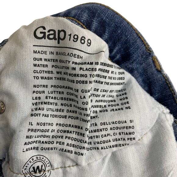 Gap 1969 Womens Girlfriend Vintage Jeans Size 32 R Blue Distressed Holes MidRise - Picture 9 of 11